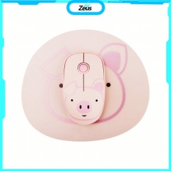 Zeus M660 Cute Cartoon ( Fox / Piggy ) Wireless Mouse And Mouse Pad Bundle For Gaming And Office